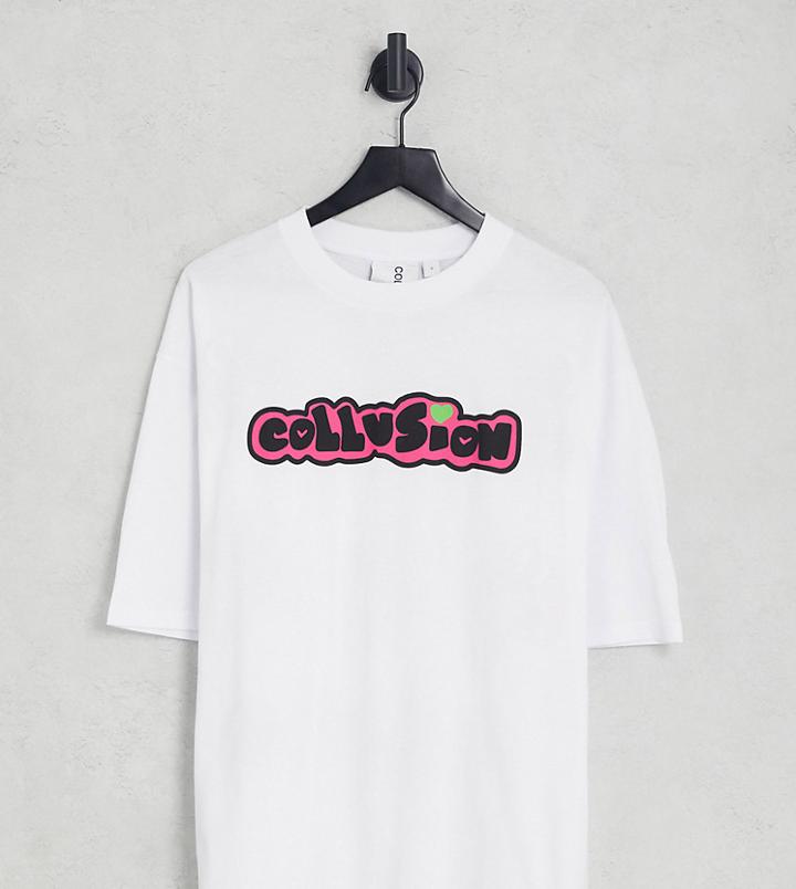 Collusion Oversized T-shirt With Mushroom In Purple