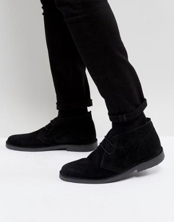 Pier One Suede Desert Boots In Black - Black