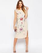 Asos Premium Embroidered Sleeveless Column Dress - Multi