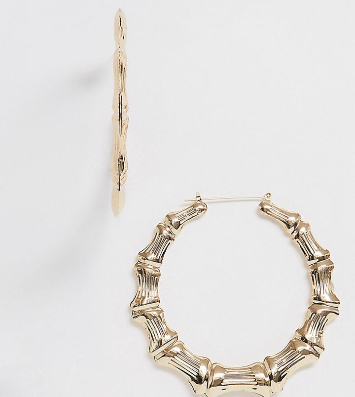 Image Gang Gold Plated Chunky Bamboo Hoop Earrings