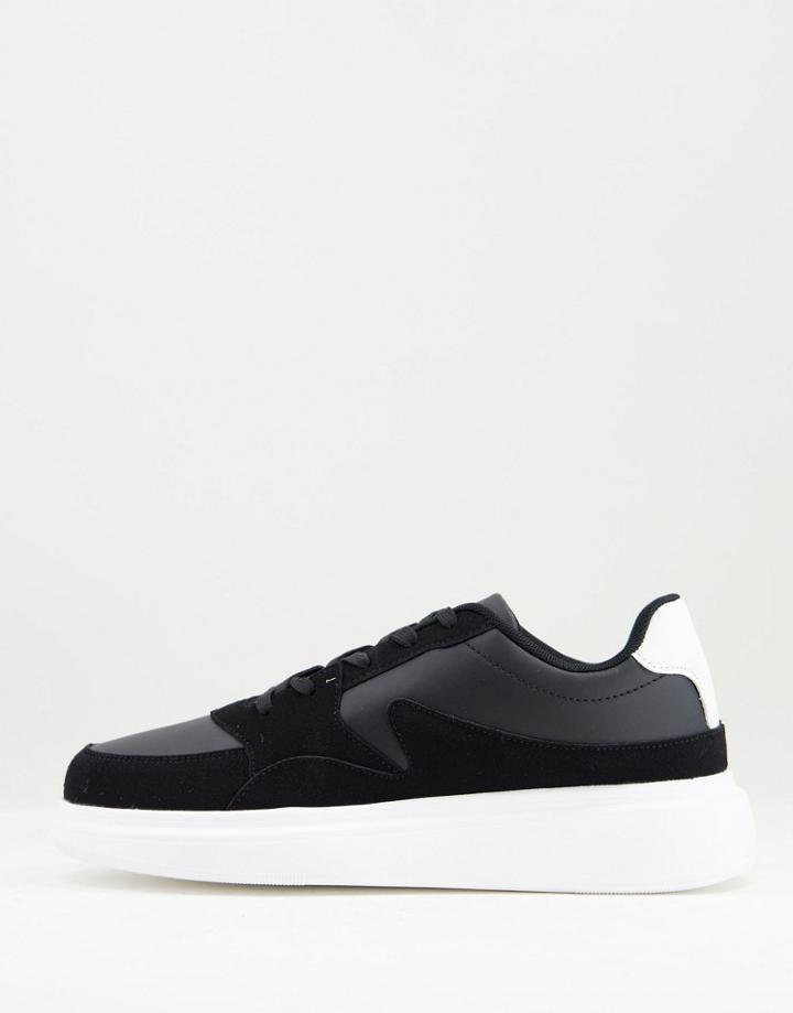 Brave Soul Flatform Lace Up Sneakers In Black