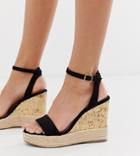 New Look Espadrille Wedge Sandal In Black