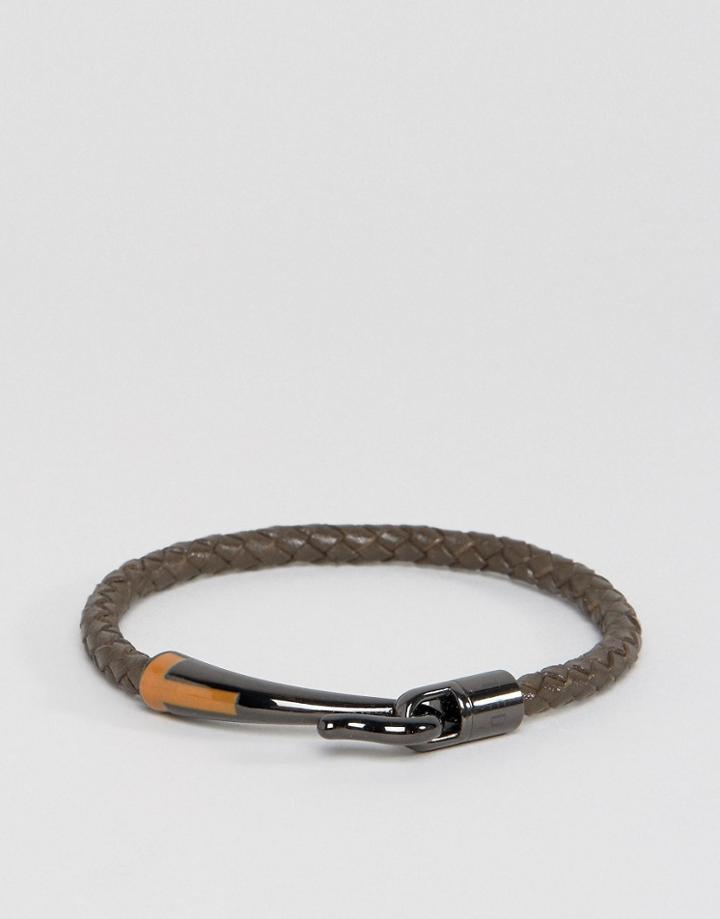 Ted Baker Leather Plaited Bracelet In Brown - Brown