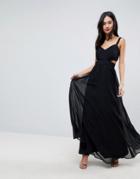 Asos Side Cut Out Maxi Dress With Cami Straps - Black