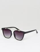 7x Square Brow Detail Sunglasses - Black