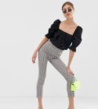 River Island Leggings With Chain Detail In Check - Brown