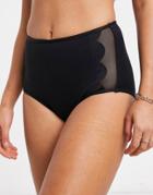 Seafolly High Waisted Bikini Bottom With Petal Edge In Black