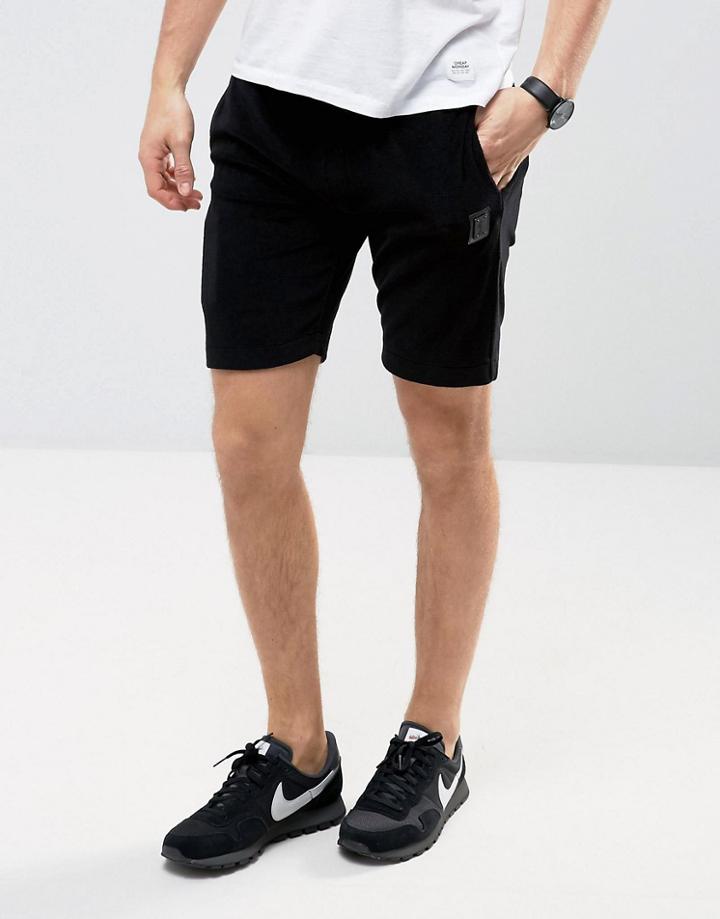 Religion Sweat Shorts In Black Towelling - Black