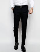 Heart & Dagger Textured Wool Pants In Slim Fit - Navy