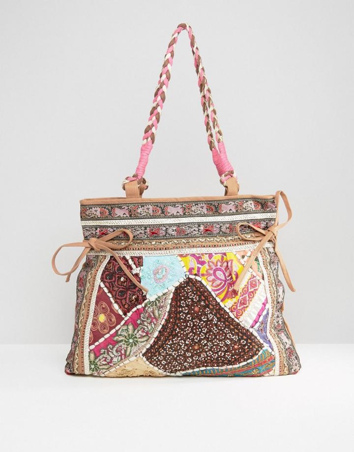 Raga Mid Sized Pitch Bag With Braided Handles - Multi