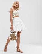 Asos Design Cotton Bubble Mini Skirt-white