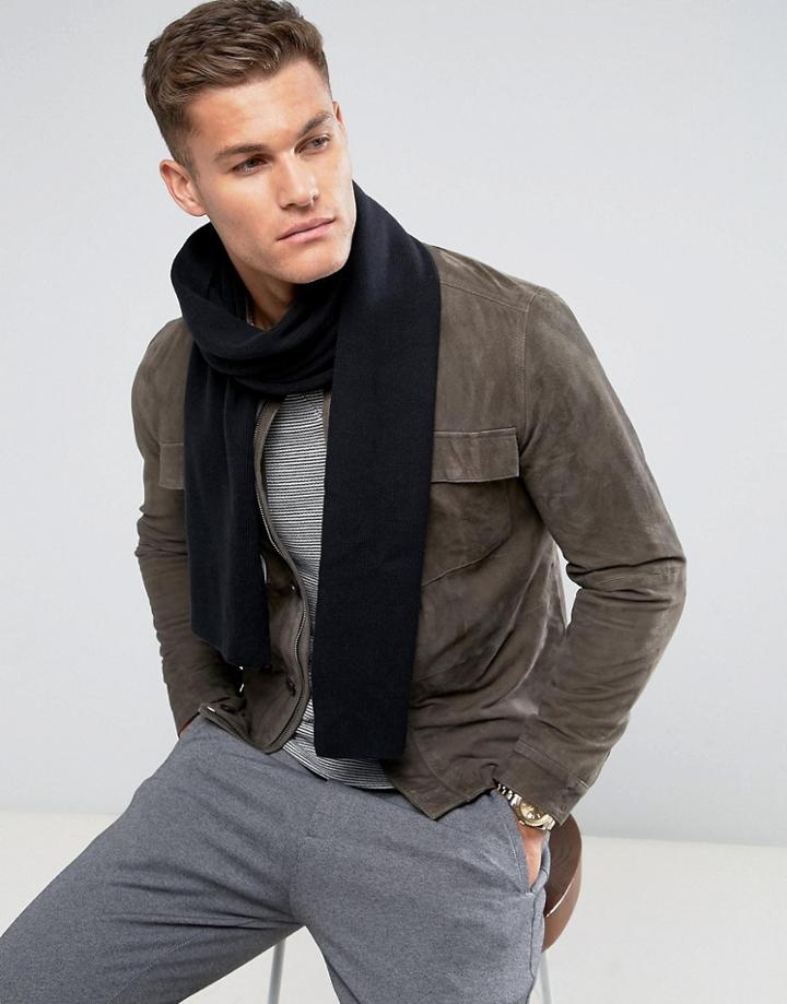 Selected Homme Leth Scarf In Black - Black
