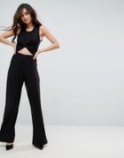 Asos Sleeveless Jumpsuit With Twist Front Detail - Black