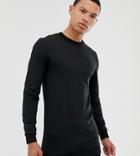 Asos Design Tall Longline Muscle Sweatshirt In Black - Black