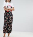Reclaimed Vintage Inspired Wrap Button Floral Midi Skirt Two-piece - Multi