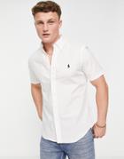 Polo Ralph Lauren Icon Logo Short Sleeve Poplin Shirt Custom Regular Fit In White
