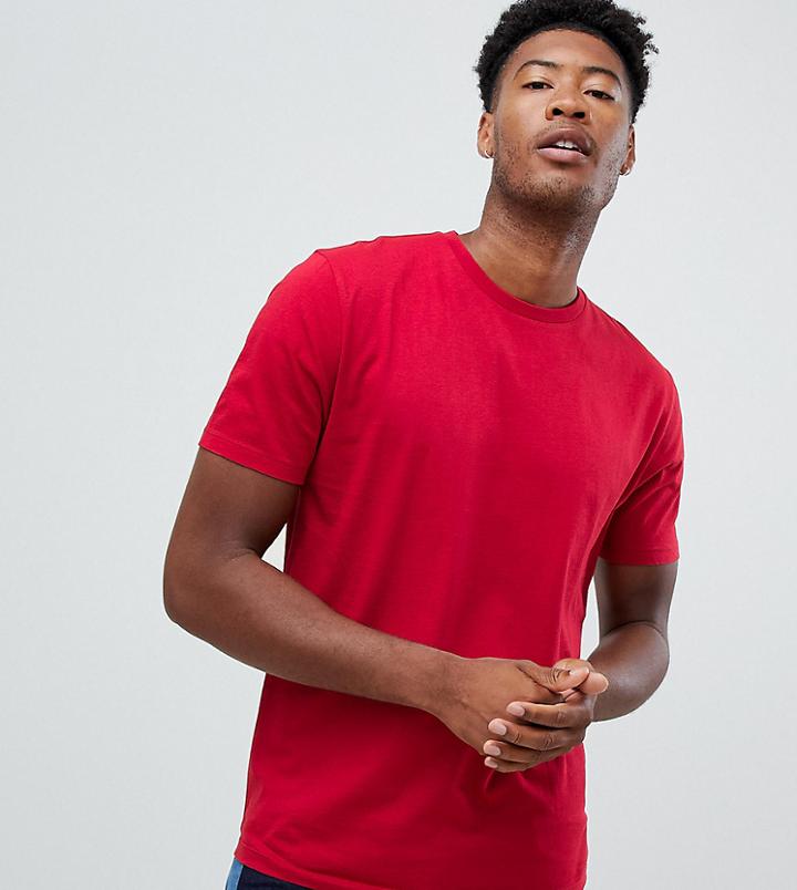 Asos Design Tall Relaxed Fit T-shirt With Crew Neck In Red