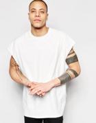 Asos Super Oversized Sleeveless T-shirt In Textured Fabric In Off White - White