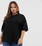 Asos Design Curve Superoversized T-shirt With Wash In Black - Black