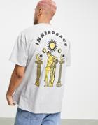 Hnr Ldn Inner Peace Back Print T-shirt In Gray-grey