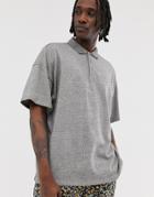 Asos Design Oversized Polo Shirt In Interest Fabric-gray