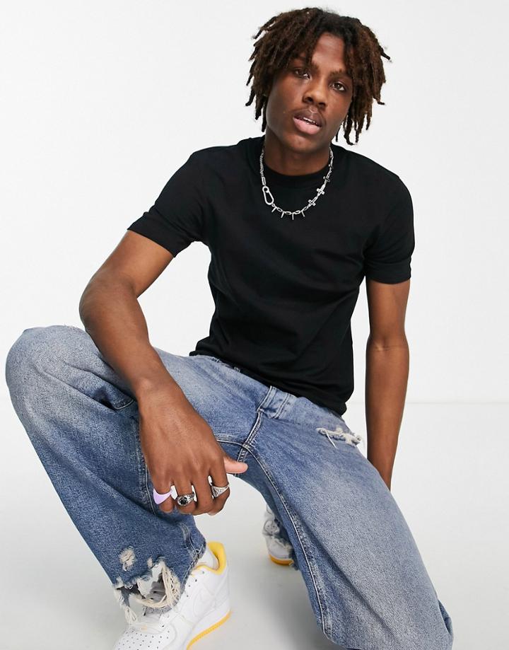 Asos Design Muscle Fit Crop T-shirt In Black