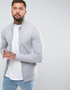 Asos Muscle Fit Jersey Track Jacket - Gray