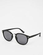 Asos Round Sunglasses In Matte Black With Metal Studs - Black