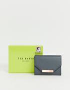 Ted Baker Addala Textured Fold Over Ladies' Wallet With Hardware-gray