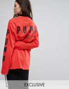 Puma Exclusive To Asos Oversized Long Sleeve T-shirt In Red - Red