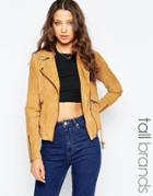 Y.a.s Tall Suede Biker Jacket - Tan