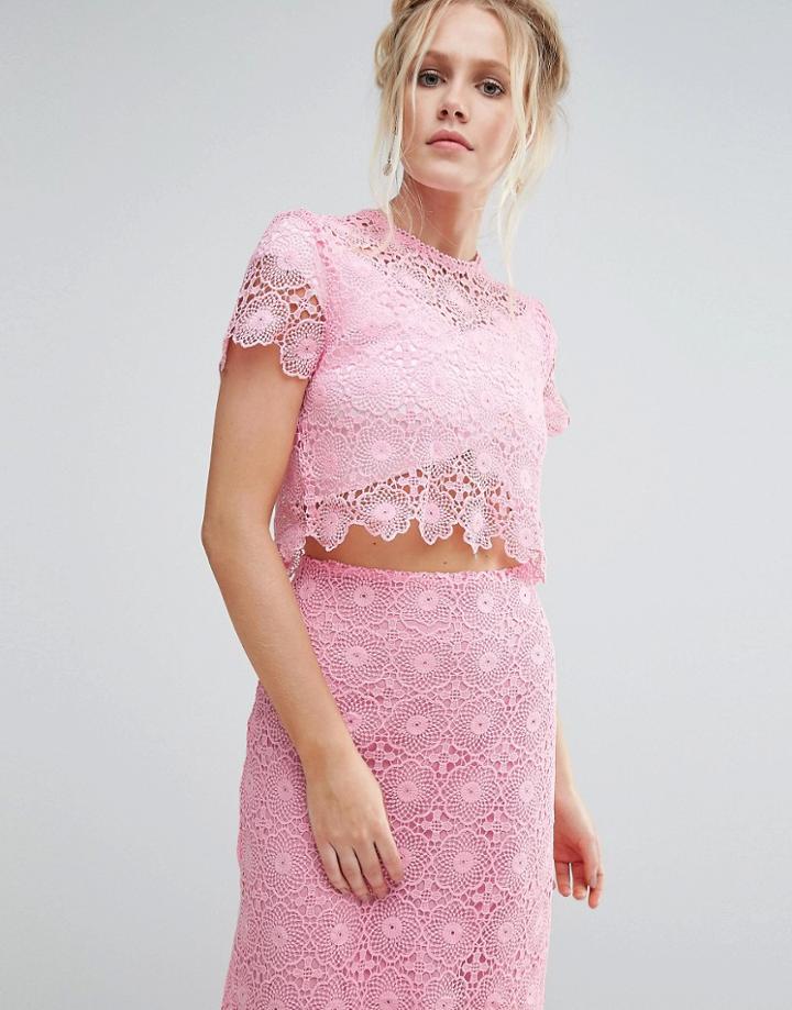 Little White Lies Jerry Crochet Top - Pink