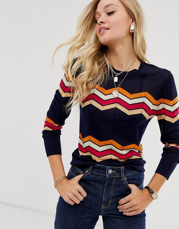 & Other Stories Chevron Lightweight Sweater In Navy