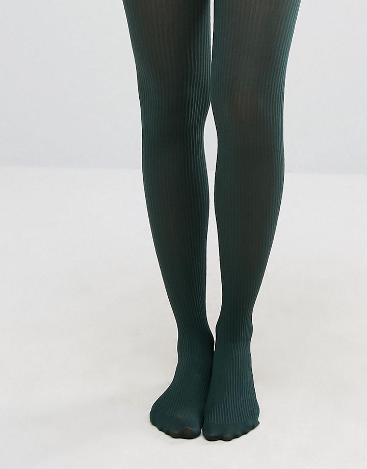 Asos Fine Rib Tights - Green