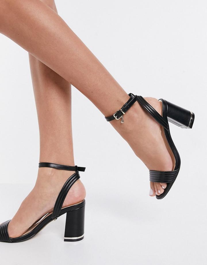 Office Maisie Block Heeled Sandals In Black Leather