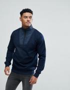 Nicce London Sweatshirt With Half Zip Funnel Neck - Navy