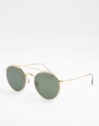 Ray-ban Unisex Double Bridge Round Sunglasses In Gold 0rb3647n
