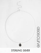 Asos Curve Sterling Silver Ditsy Pendant Choker Necklace - Black