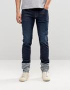 Asos Skinny Jeans With Cut And Sew Turn Up - Indigo