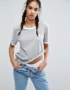 Adidas Originals Gray Three Stripe T-shirt - Gray