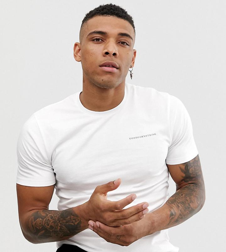 Good For Nothing Muscle Fit T-shirt In White With Logo - White