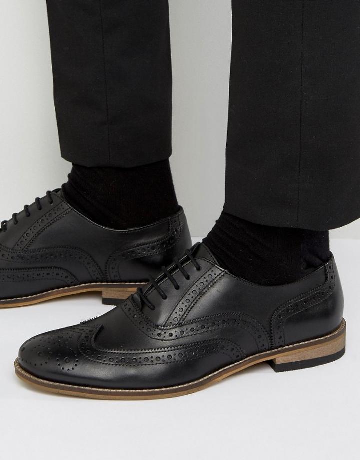 Dune Braker Brogues In Black Leather - Black