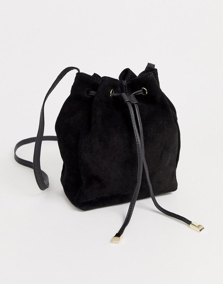 Asos Design Suede Bucket Bag-black