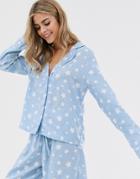 Asos Design Mix And Match 100% Modal Star Long Sleeve Traditional Pyjama Shirt