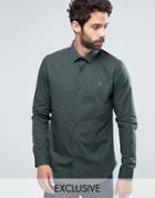 Farah Classic Shirt In Slim Fit With Stretch - Green