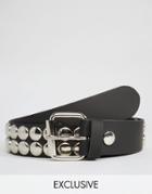 Reclaimed Vintage Studded Leather Belt - Black