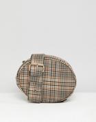 Monki Check Quilted Belt Bag In Brown - Multi