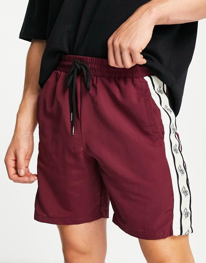 Siksilk Cali Taping Shorts In Burgundy-red