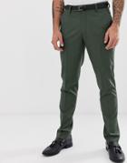 Asos Design Skinny Suit Pants In Khaki-green