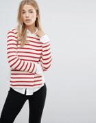 Ganni Anna Long Sleeved Stripe Ribbed Sweater - Orange